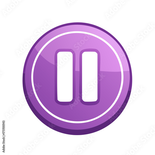 Lilac Pause Button for Media Controls, App Design, Website Interface, and Vector Graphics