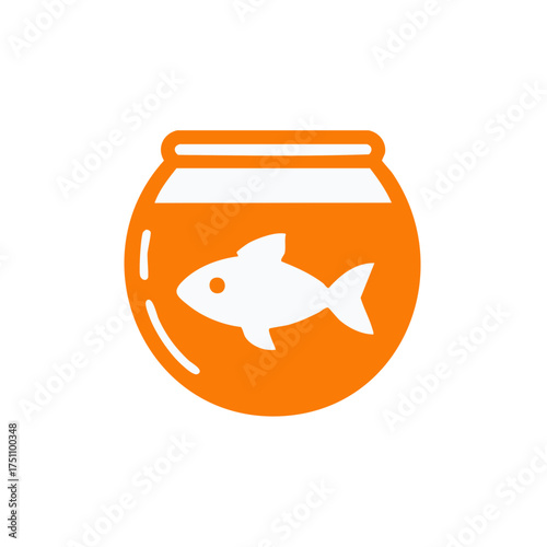 Fish in a Bowl Icon Pet Fishbowl Round Silhouette Design