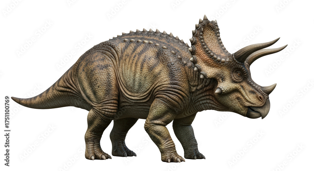 Fototapeta premium Realistic triceratops dinosaur isolated on transparent background