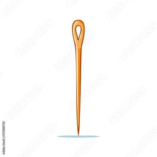 Cartoon illustration of an orange sewing needle isolated on white background