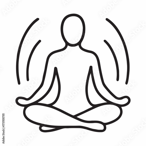 Minimalist person in lotus pose with radiating aura lines