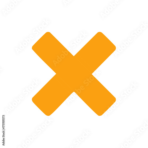 Vibrant Orange X Mark Symbol for Close, Incorrect, or Cancellation Icon