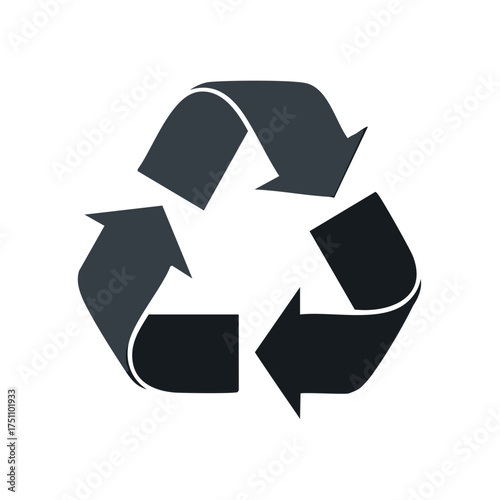 Classic dark gray recycling symbol with three chasing arrows forming a triangle