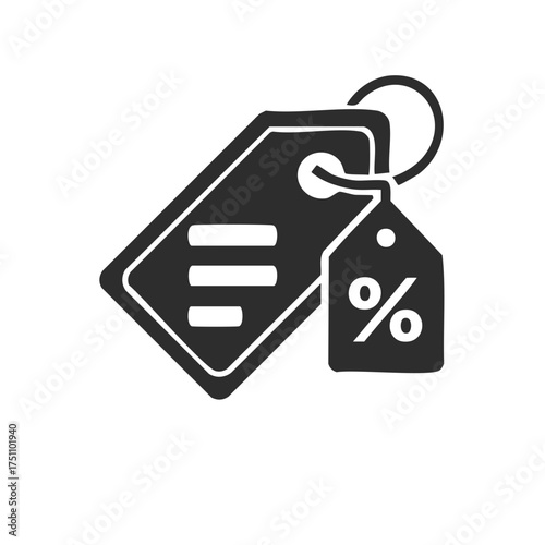 Modern price tag glyph icon featuring discount promotion sale marketing concept on white