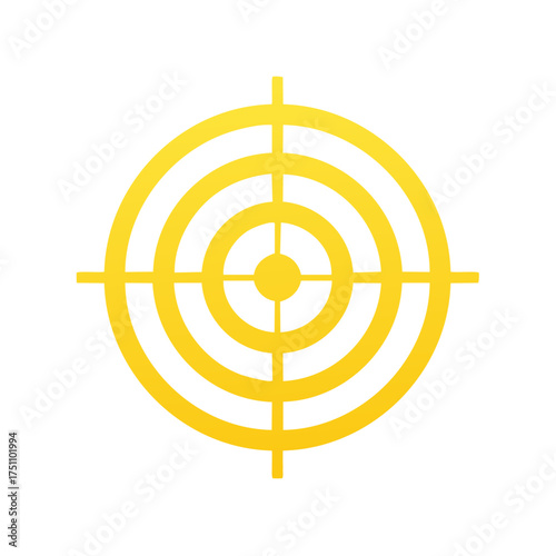 Yellow target icon representing business goals, marketing strategy, success, and achievement.