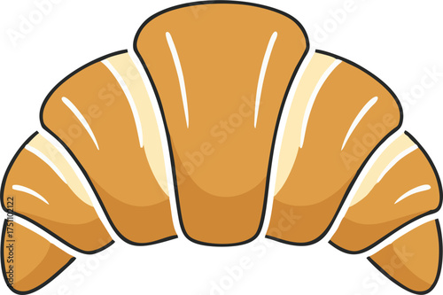 Simple Croissant Vector – Minimal French Pastry Flat Icon with Clean Outline for Easy Tracing
