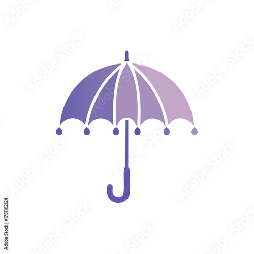 Gradient Purple Open Umbrella Icon Representing Protection from Rain or Sun Showers