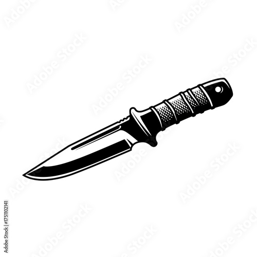silhouette photo of throwing knife with white background