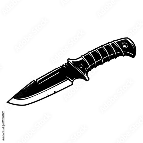 silhouette photo of throwing knife with white background