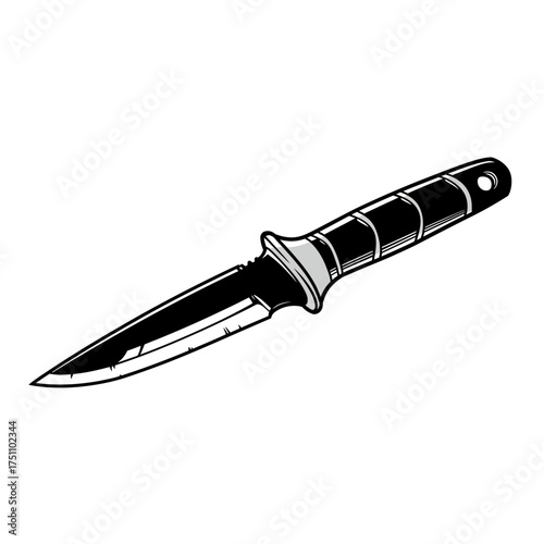 silhouette photo of throwing knife with white background