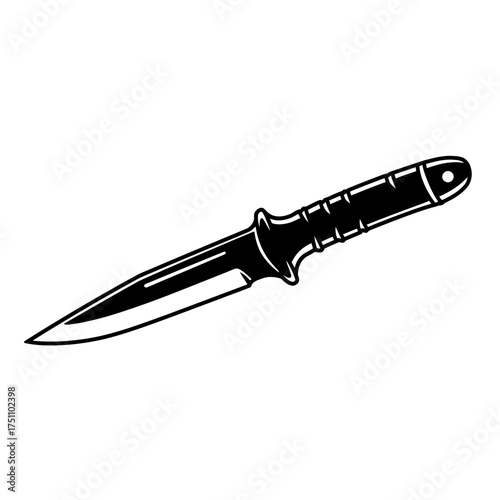 silhouette photo of throwing knife with white background