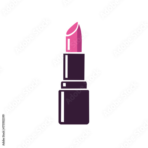 Stylized lipstick illustration in purple and pink colors for beauty concepts