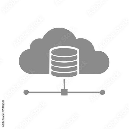 Cloud database and storage icon representing network server hosting and technology