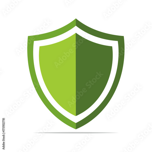 Free Download Green shield emblem symbol with layered design and white outline - GFXLoad