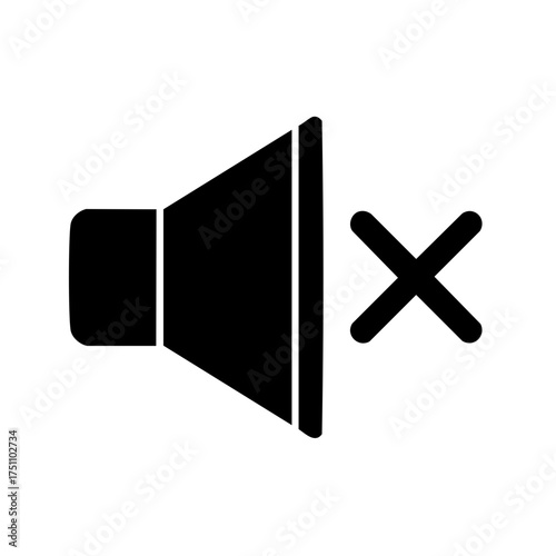 Audio mute icon for user interface design silent sound symbol off volume control graphic