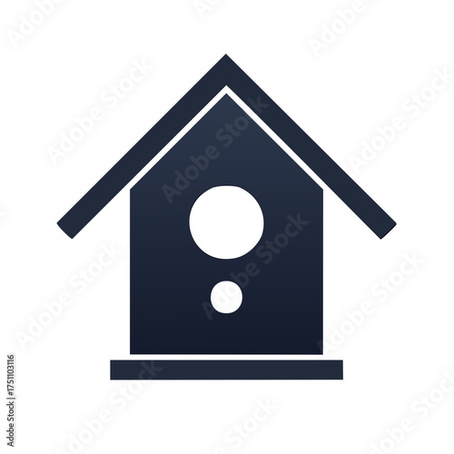 Dark Birdhouse Icon with Roof and Openings in Minimalist Style for Outdoors
