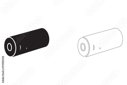 Battery Black and White Vector Illustration for Energy Power and Technology Applications Providing Two Different Visual Styles for Design Versatility