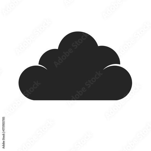 Simple Black Cloud Icon Silhouette for Weather and Cloud Computing