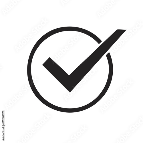 Circular Check Mark Icon with Circle Outline Visualizing Acceptance and Approval