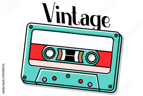 Cassette Tape Recording Card Vector. which record something to listen vintage old music ecqupment for Vintage Cassette Tape Vector Art, Icons, cassette, tape, audio, music, retro, old, record, 80s.