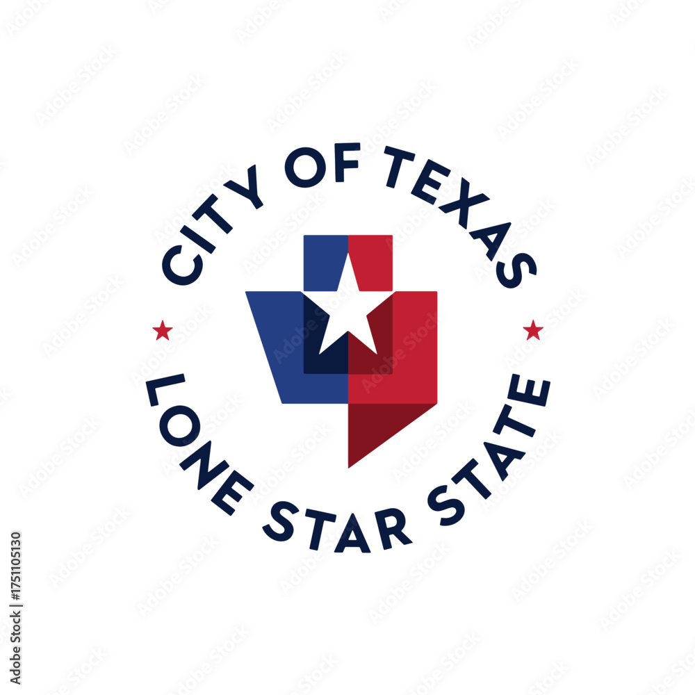 Fototapeta premium City of Texas Logo Featuring Lone Star State Symbol Red and Blue Design Modern and Patriotic Artwork