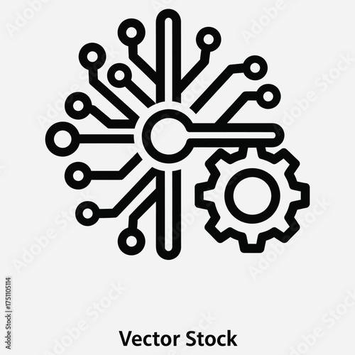 Advanced Digital Brain Processing and Configuration Icon for Artificial Intelligence, Machine Learning, and Technological Innovation