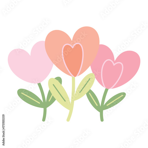Charming heart shaped flowers in soft pastel colors