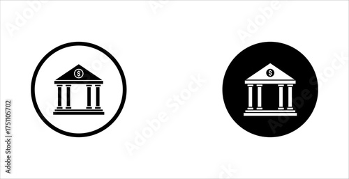 Bank icon set logo design. Bank sign and symbol, museum, university