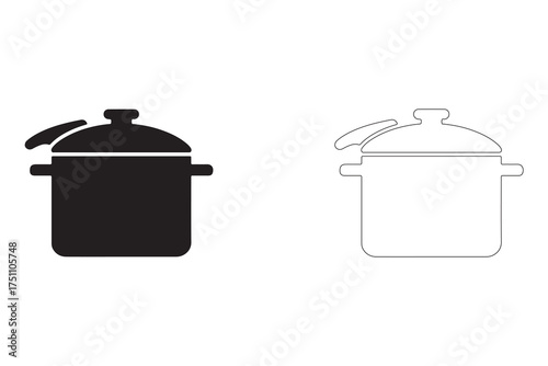 Black and white pot illustrations ideal for cooking blogs and kitchen design elements culinary symbol and kitchenware item for diverse creative projects