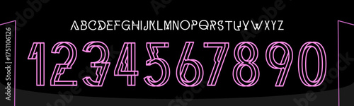 font juventus fc vector tee kit sport style font. football style font with line and points inside. the black pink color jersey, italy serie A league. sports style letters and numbers for soccer team