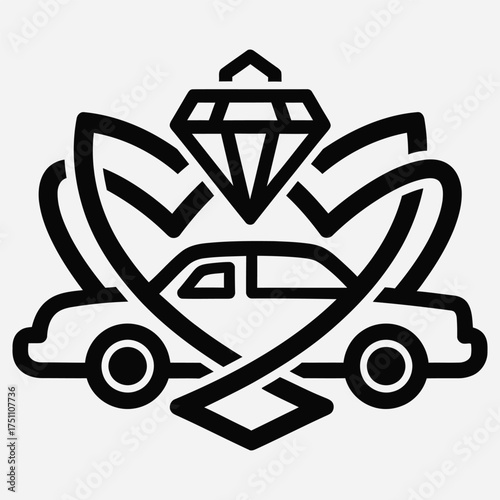 Luxury Car Service with Diamond Icon Elegant Transportation & Exclusive Automobile Experience