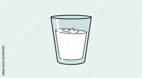 Simple illustration of a glass filled with a white, creamy substance, possibly milk or yogurt, with a subtle swirl on top.