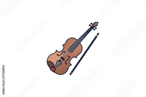 A charming pixel art depiction of a violin and bow silhouette