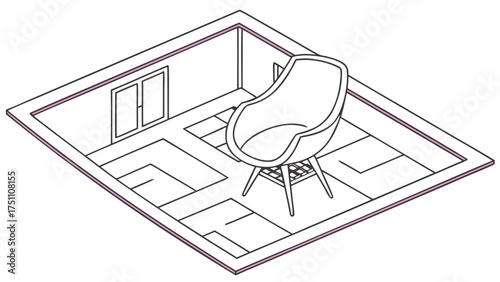 Chair Outline Top View Vector Set of Floor Plan Icons for Interior Design and Architectural Projects in Minimal Thin Line Style