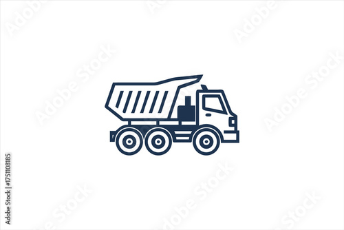 Blue dump truck icon illustration simple design graphic silhouette