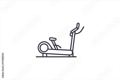 Simple line drawing of an elliptical machine in dark outline silhouette
