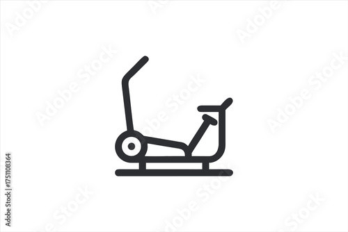 Simple line art depiction of an exercise machine a black silhouette