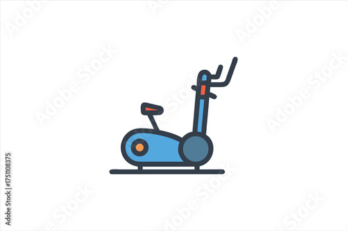 Simple blue exercise bike illustration with clean lines a modern silhouette