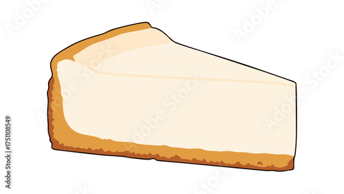 Slice of Creamy Cheesecake with Golden Crust, Dessert Illustration.