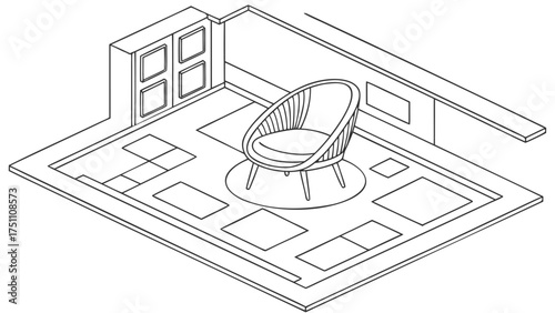 Chair Outline Top View Vector Set of Floor Plan Icons for Interior Design and Architectural Projects in Minimal Thin Line Style