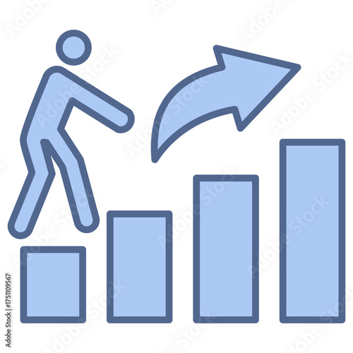 Incremental Change Blue Icon