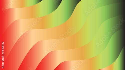 Vector art of abstract wavy gradient background with red, orange, and green colors