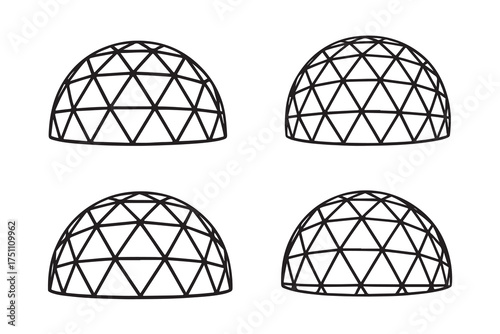 Modern Glass Dome Structure Silhouette Vector Illustration On White Background