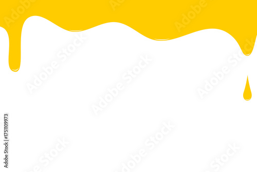 Creative yellow paint drip background with a clean white space below