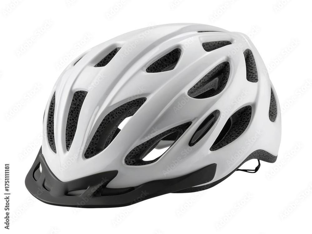 Fototapeta premium White Bicycle Helmet Front View isolated on a transparent background