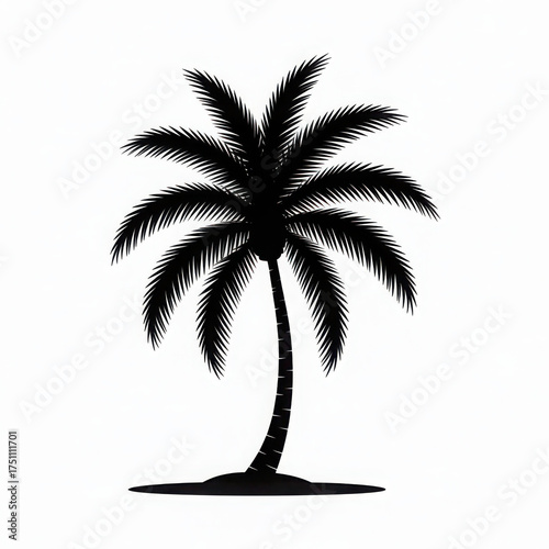 Vector art of a striking silhouette of a palm tree isolated on white background
