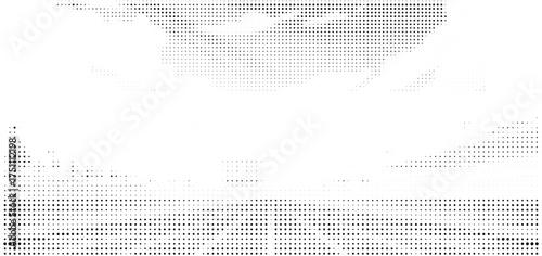 Grunge halftone gradient. Distressed vanishing grit noise background. Retro pixelated bitmap backdrop texture. Black and white sand wallpaper. Vector textured gritty surface. Anime manga comic overlay