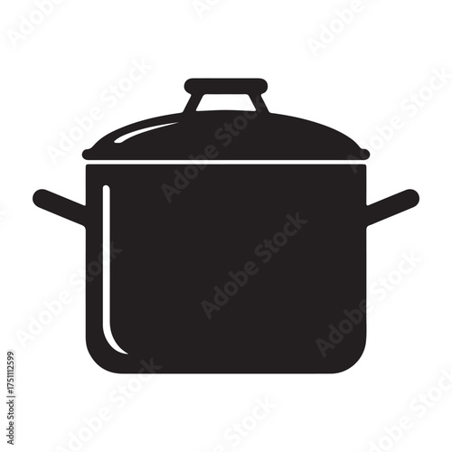 Cooking Pot Silhouette Isolated Vector Illustration Kitchen Utensil Culinary Concept Stockpot Design for Recipe Books and Cookware Advertising