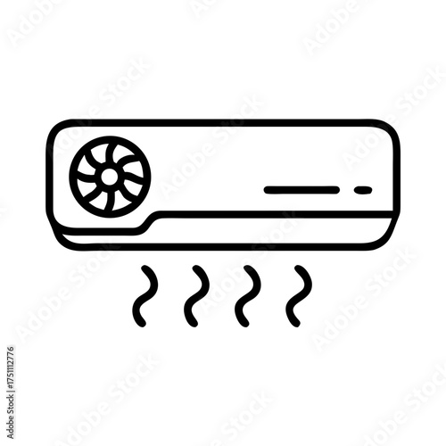 Air conditioning unit with visible fan and cooling vents, illustrating efficient temperature control and comfort in indoor environments, ideal for home or office settings