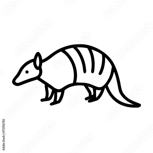 Armadillo illustration featuring a detailed design, showcasing its unique shell texture and posture, set against a simple background for visual clarity and emphasis on the subject